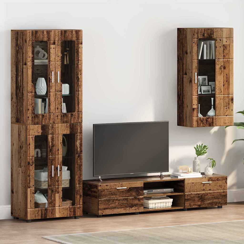 Aparador alto con estante FLORIN brillante 60 x 35 x 182 cm