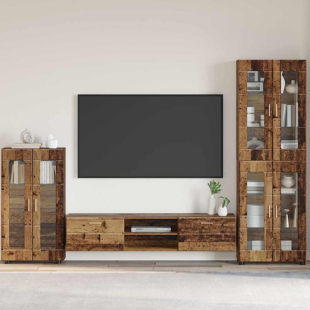 Aparador alto con estante FLORIN brillante 60 x 35 x 182 cm