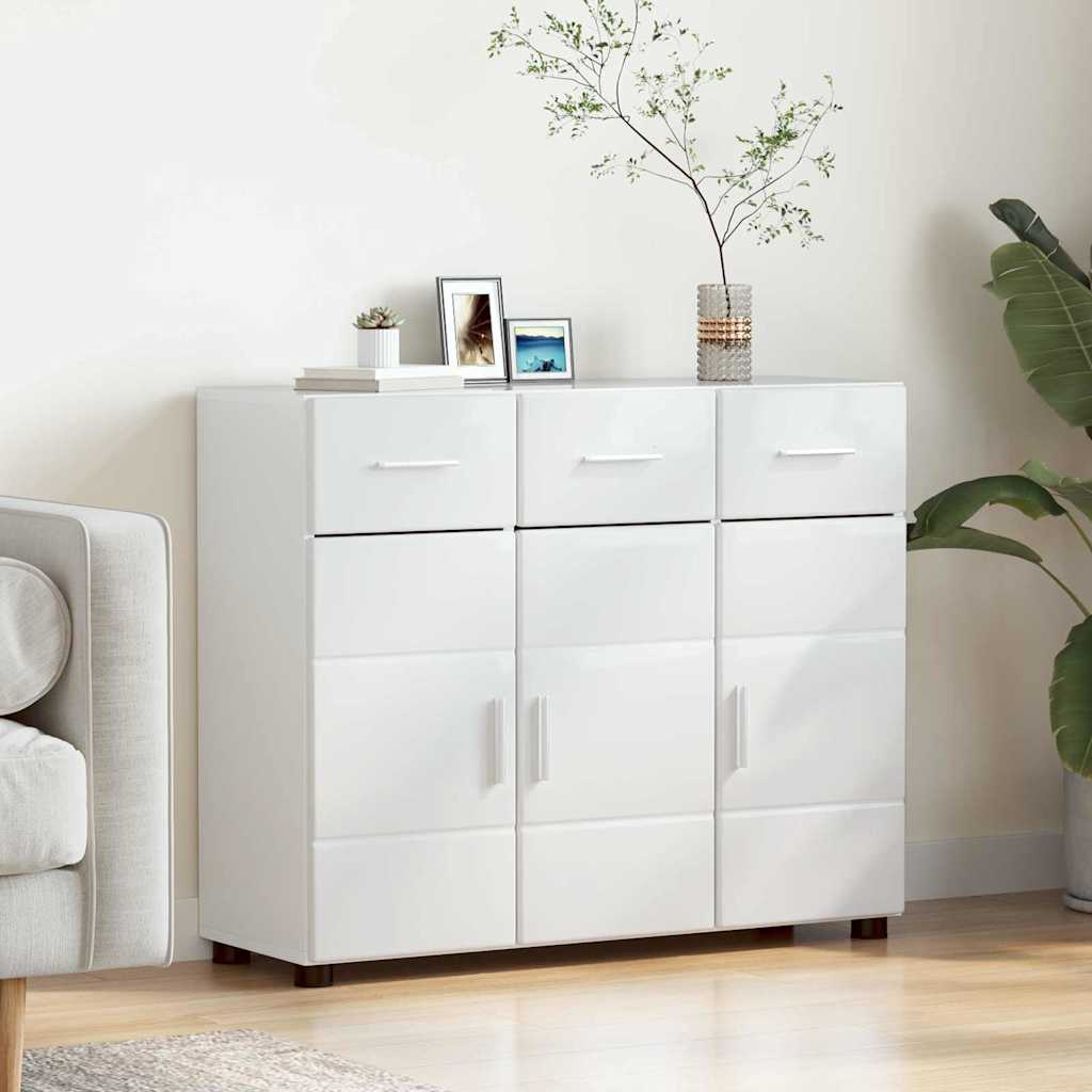 Aparador alto con estante FLORIN brillante 60 x 35 x 182 cm