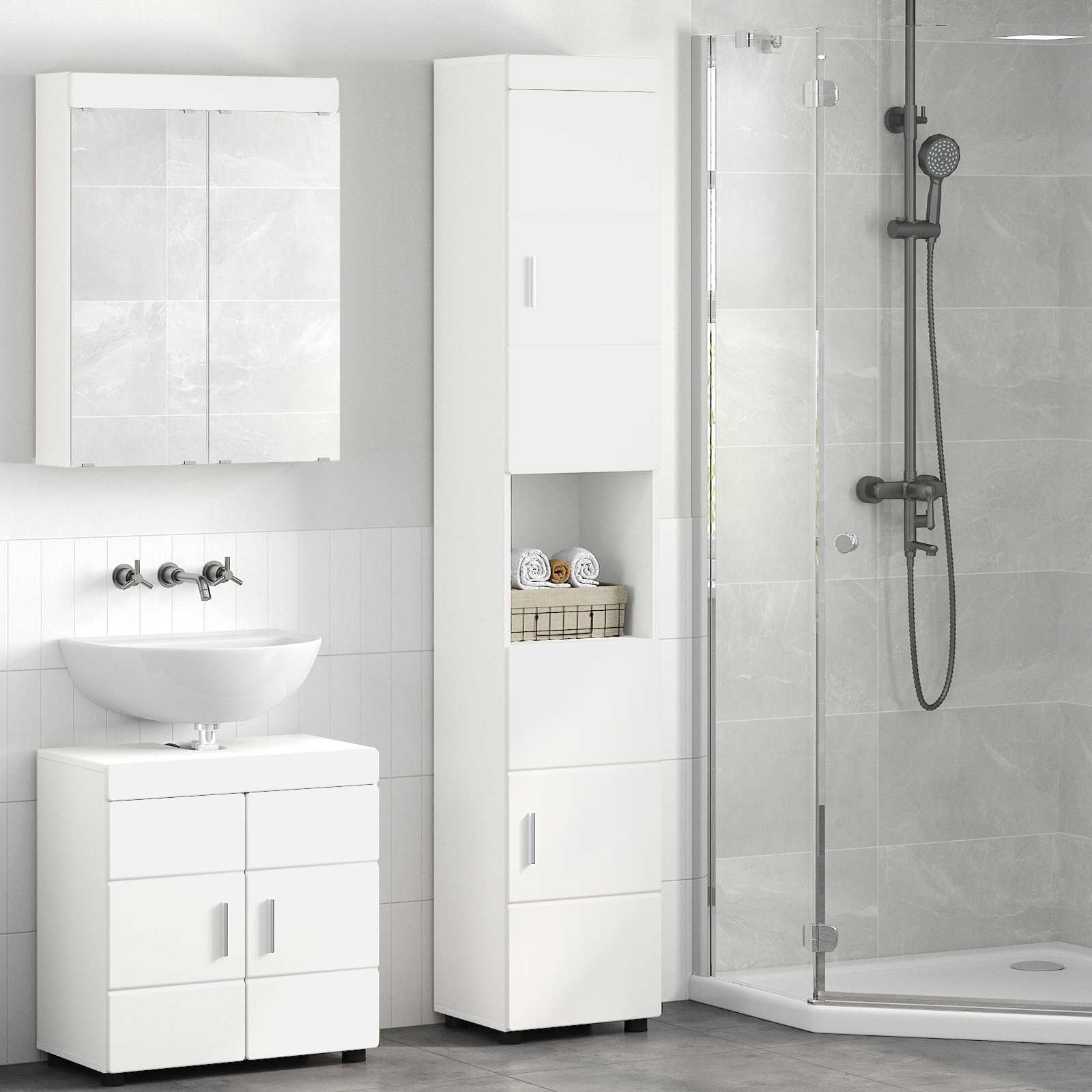 Armario con espejo de baño con estante TULUM 60 x 16,5 x 78 cm