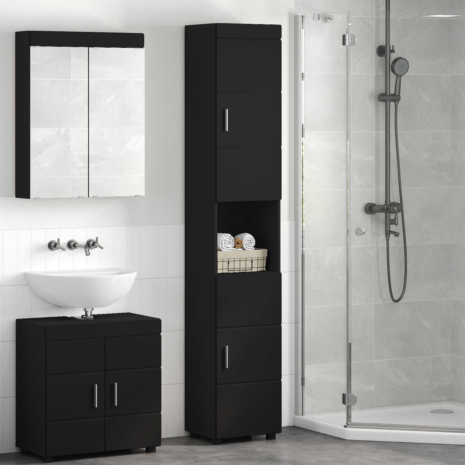 Armario con espejo de baño con estante TULUM 60 x 16,5 x 78 cm