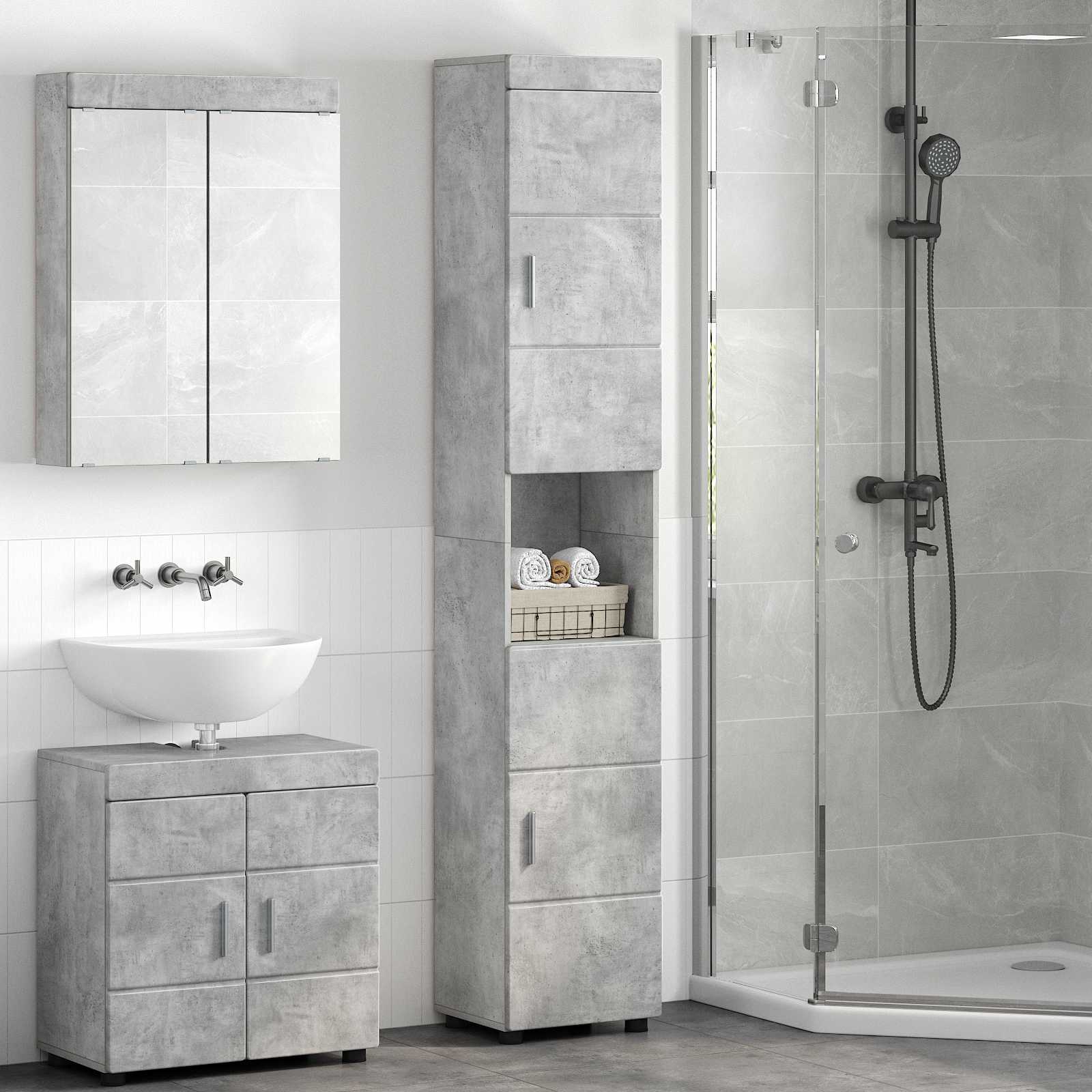 Armario con espejo de baño con estante TULUM 60 x 16,5 x 78 cm