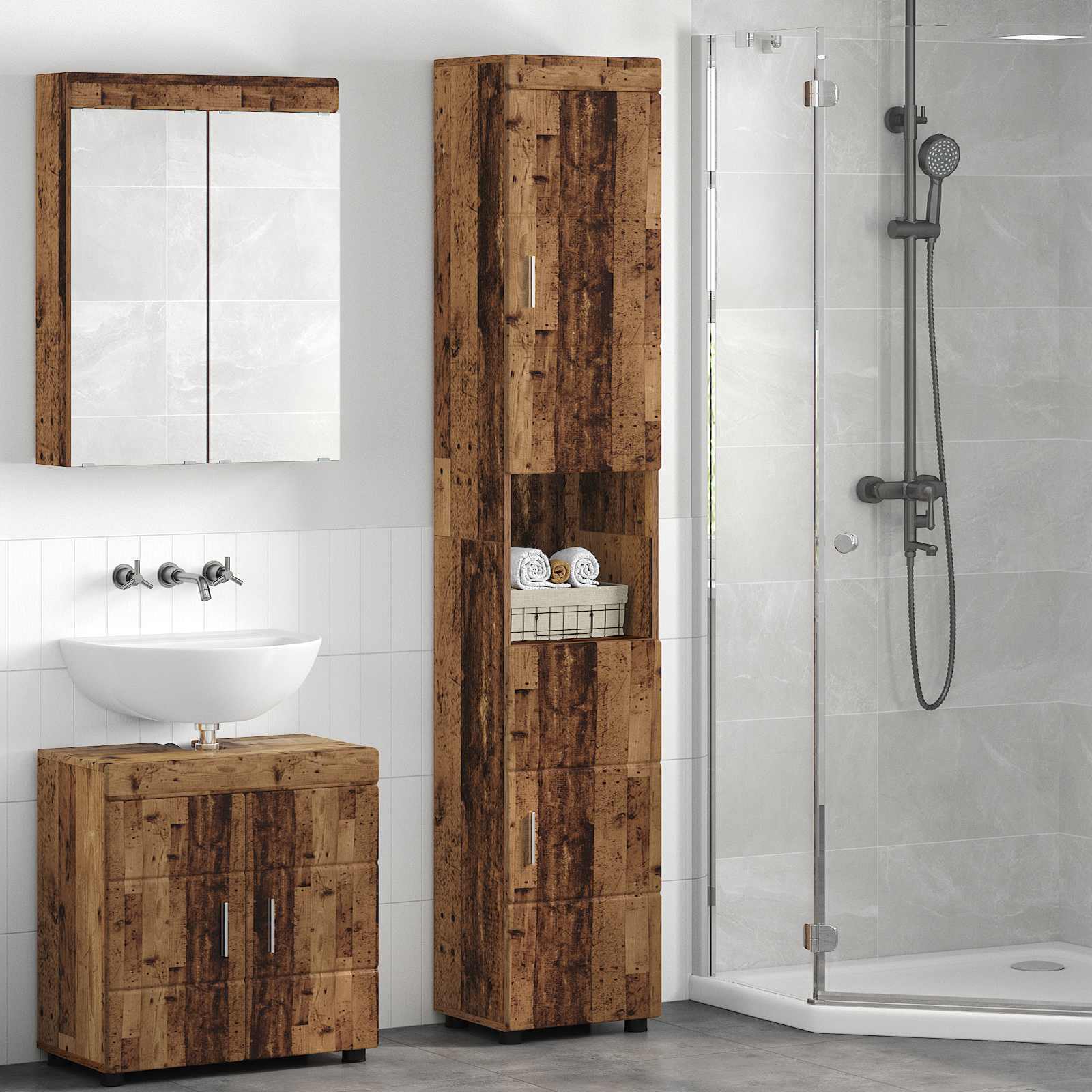 Armario con espejo de baño con estante TULUM 60 x 16,5 x 78 cm