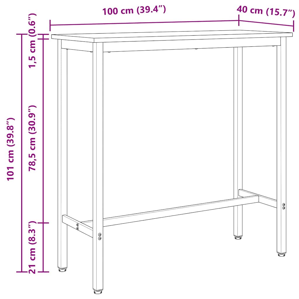 Mesa 100 x 40 x 101 cm Madera Ingenierizada y Acero