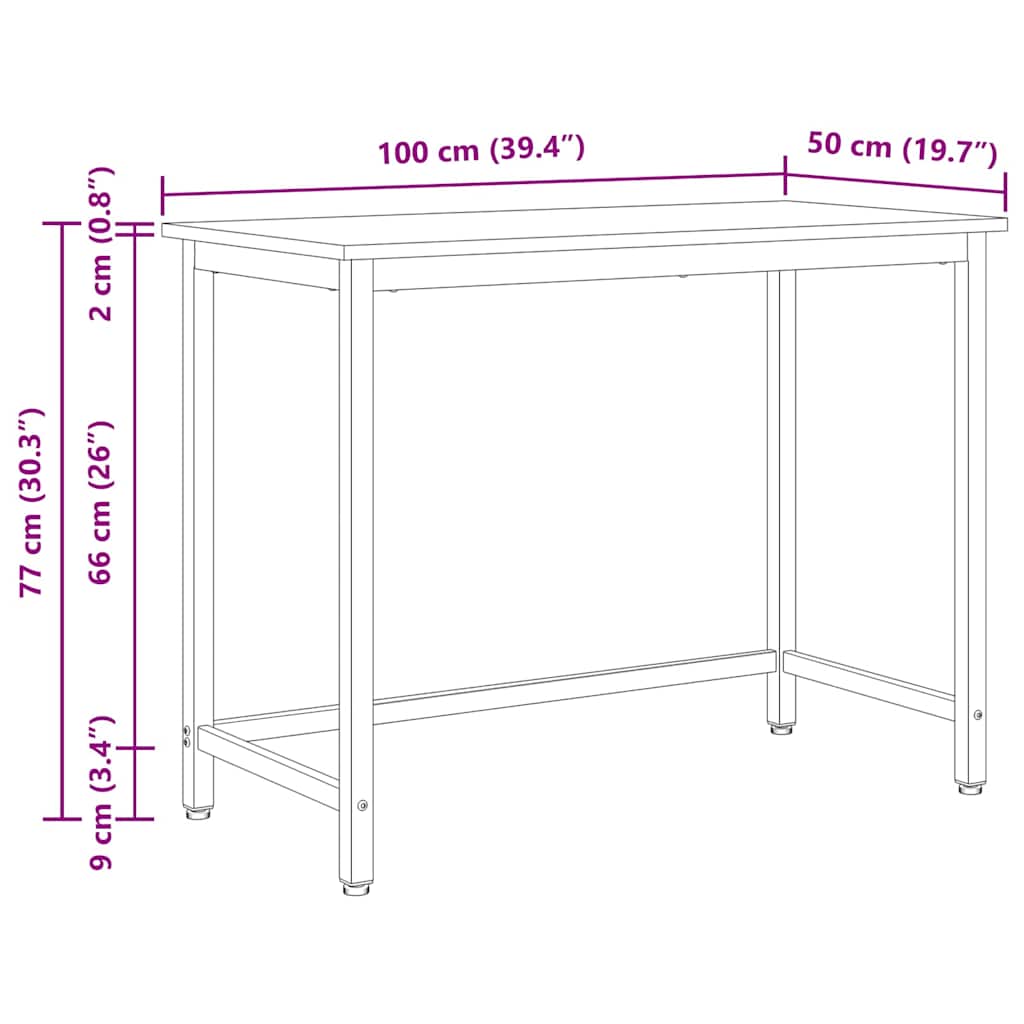 Mesa 100 x 50 x 77 cm Madera Ingenierizada y Acero