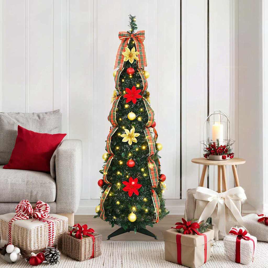 Árbol de Navidad artificial con 100 LED Verde 155 cm PVC