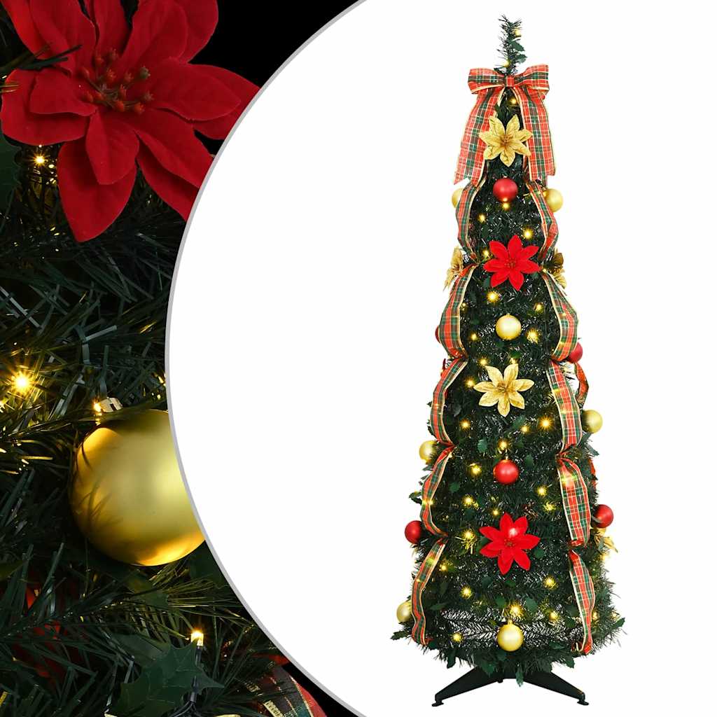 Árbol de Navidad artificial con 100 LED Verde 155 cm PVC