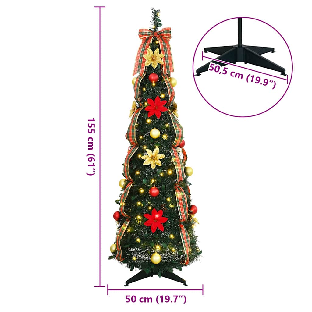 Árbol de Navidad artificial con 100 LED Verde 155 cm PVC