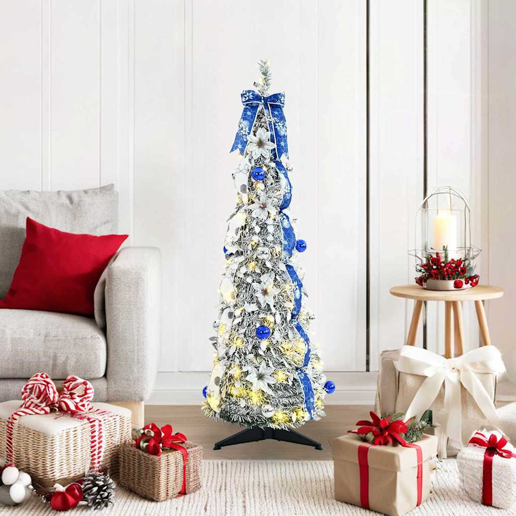 Artificial Christmas tree with 100 LEDs with stand 150 cm PVC