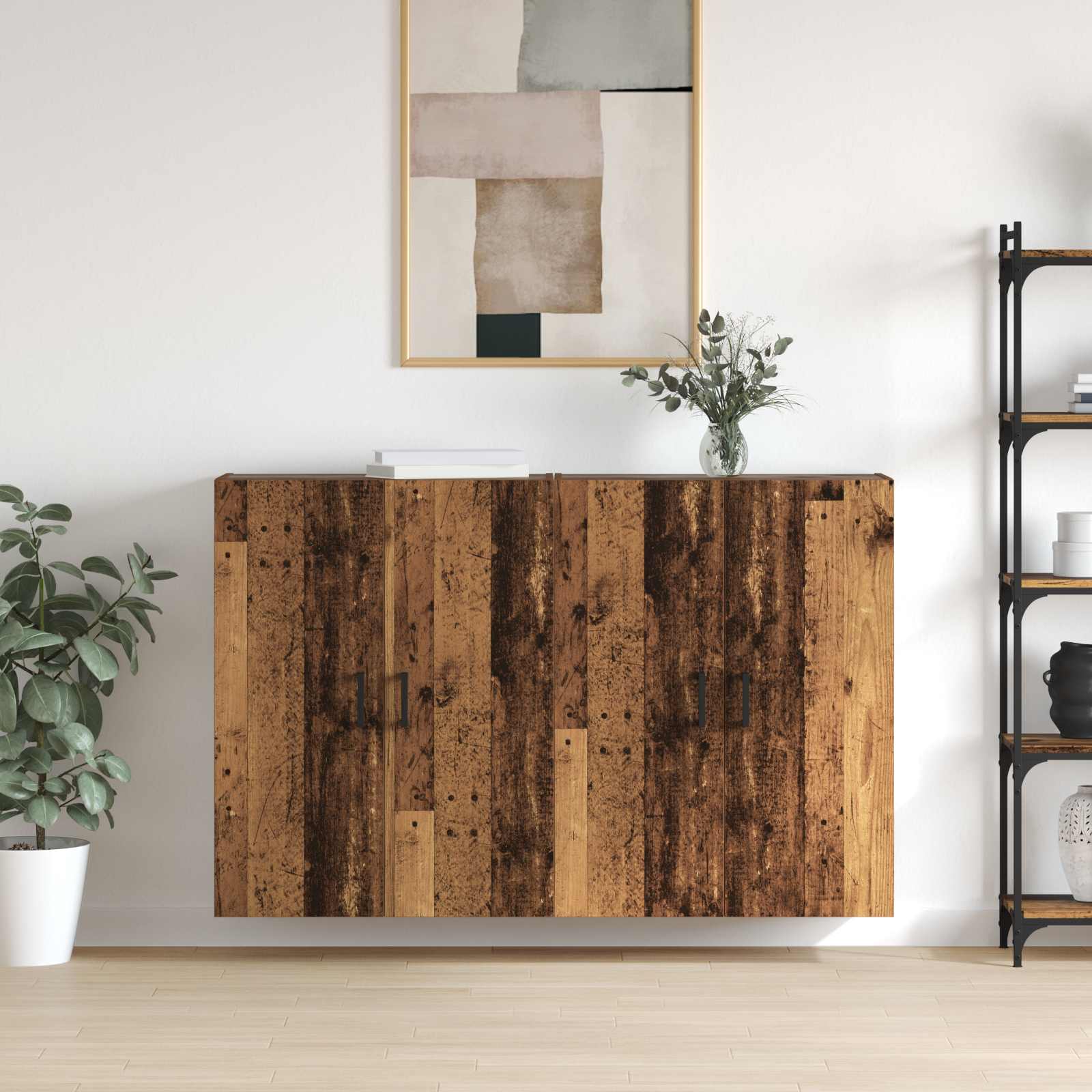 Armario de pared 2 pcs Madera vieja 69,5 x 34 x 90 cm