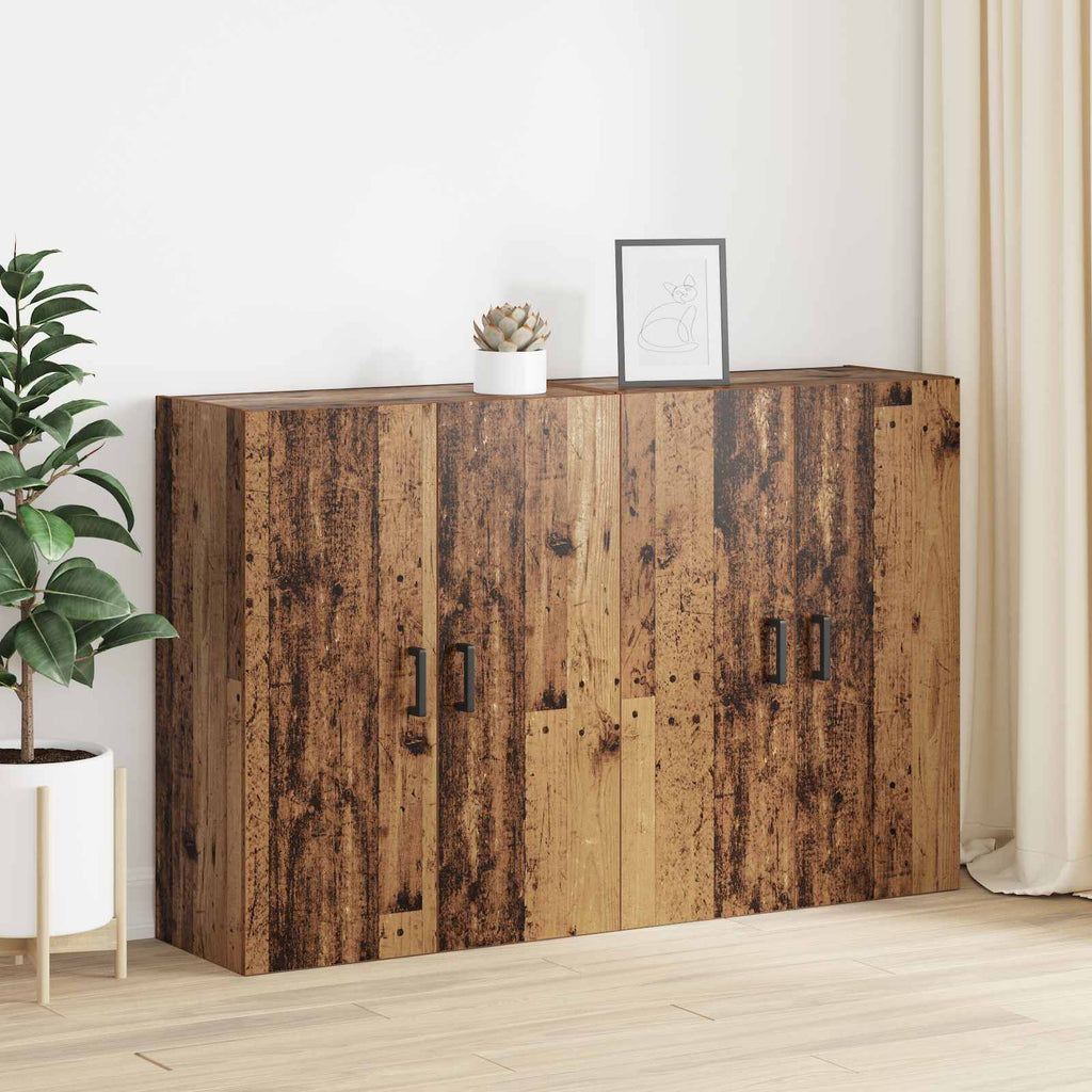 Armario de pared 2 pcs Madera vieja 69,5 x 34 x 90 cm
