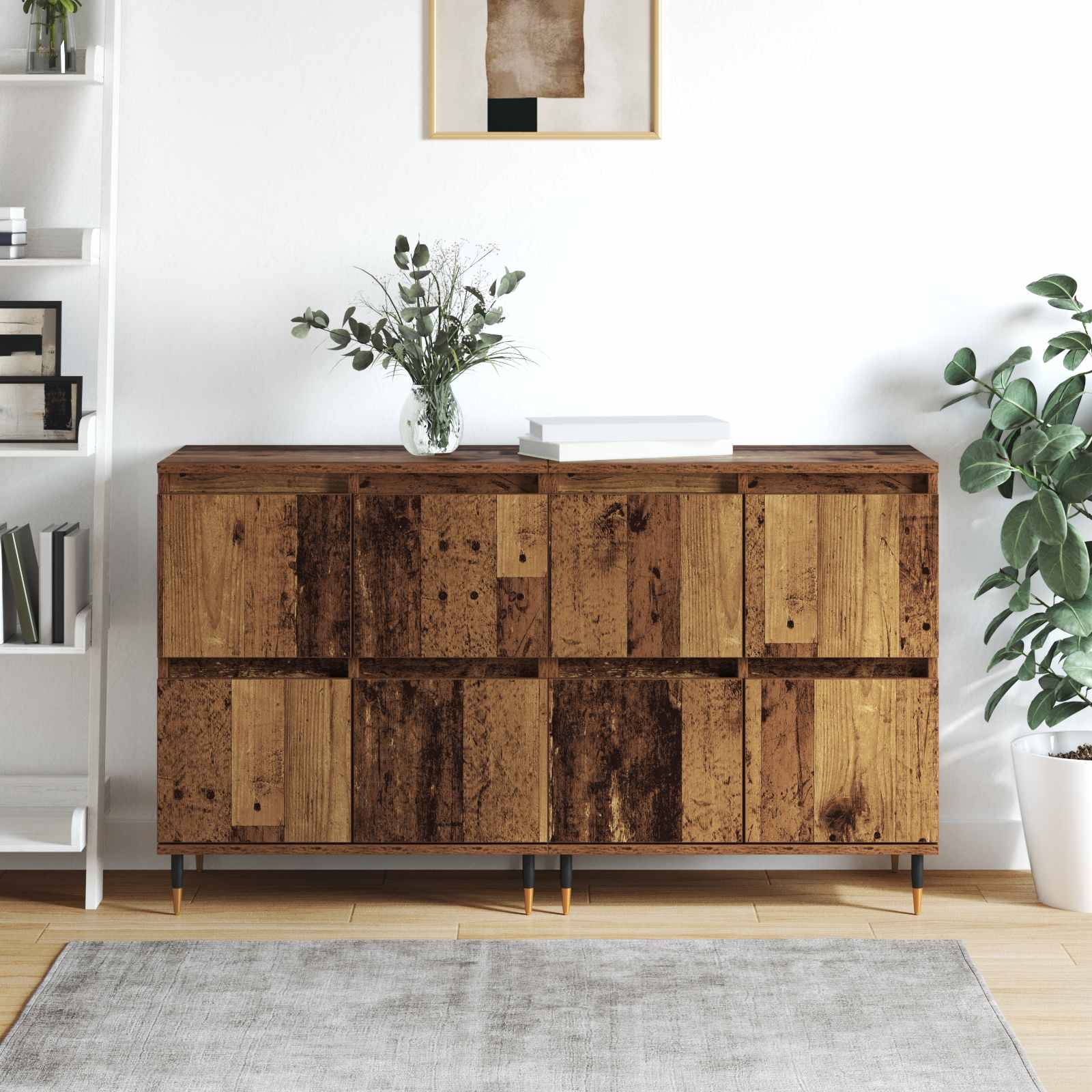 Armario de almacenamiento 2 pcs Madera vieja 60 x 35 x 70 cm