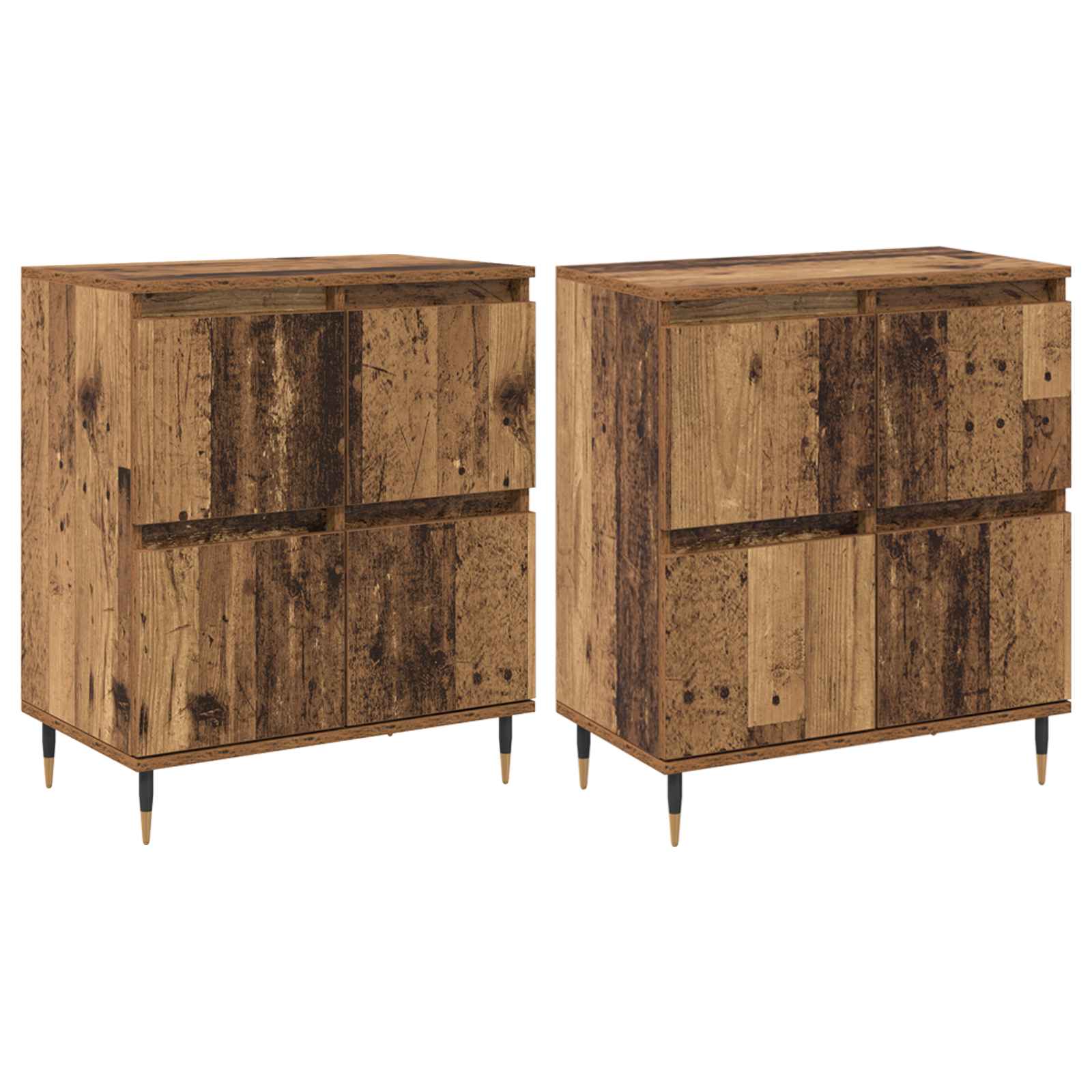 Armario de almacenamiento 2 pcs Madera vieja 60 x 35 x 70 cm