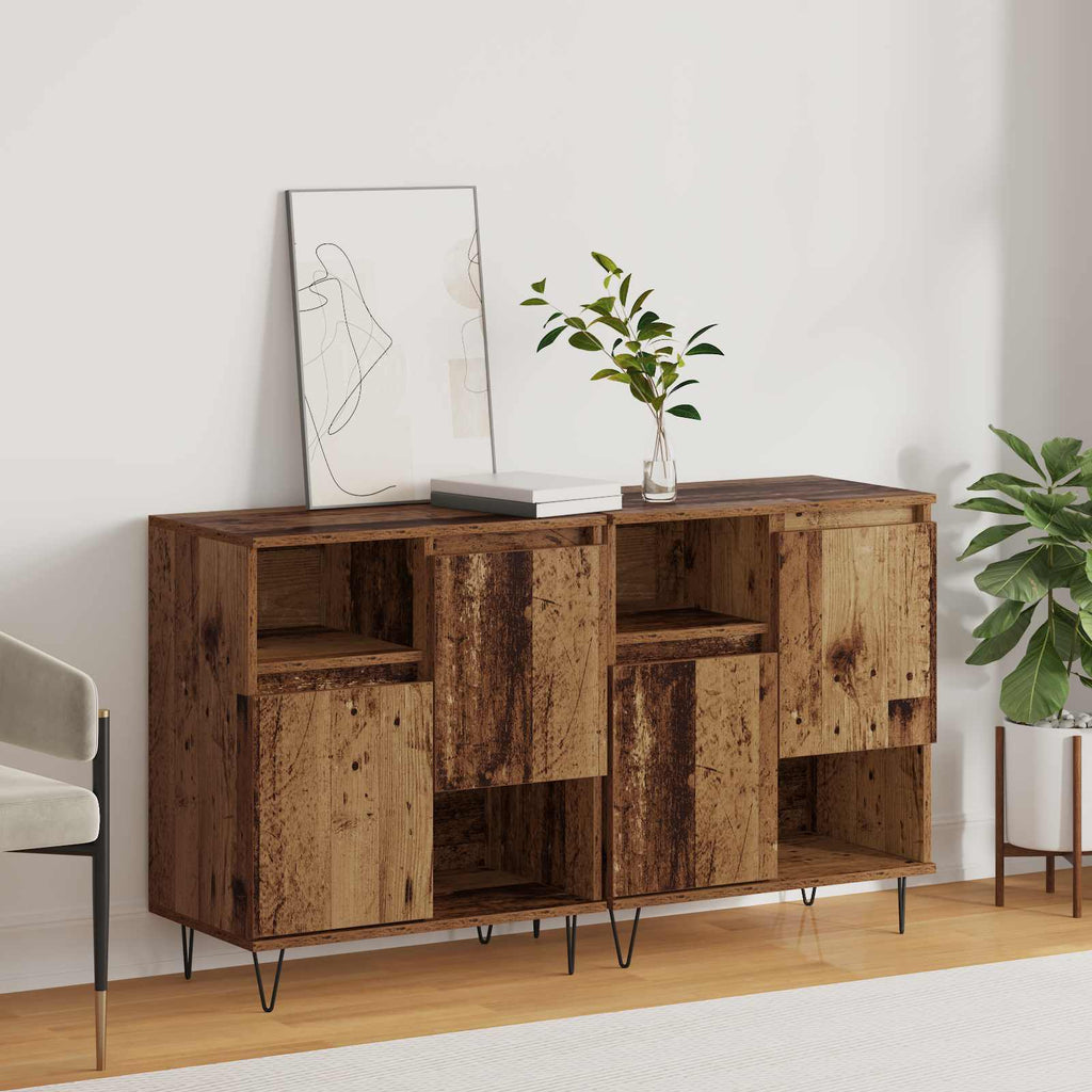 Aparador 2 pcs Madera vieja 60 x 35 x 70 cm