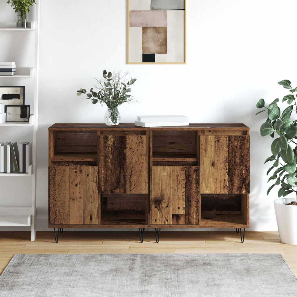 Aparador 2 pcs Madera vieja 60 x 35 x 70 cm
