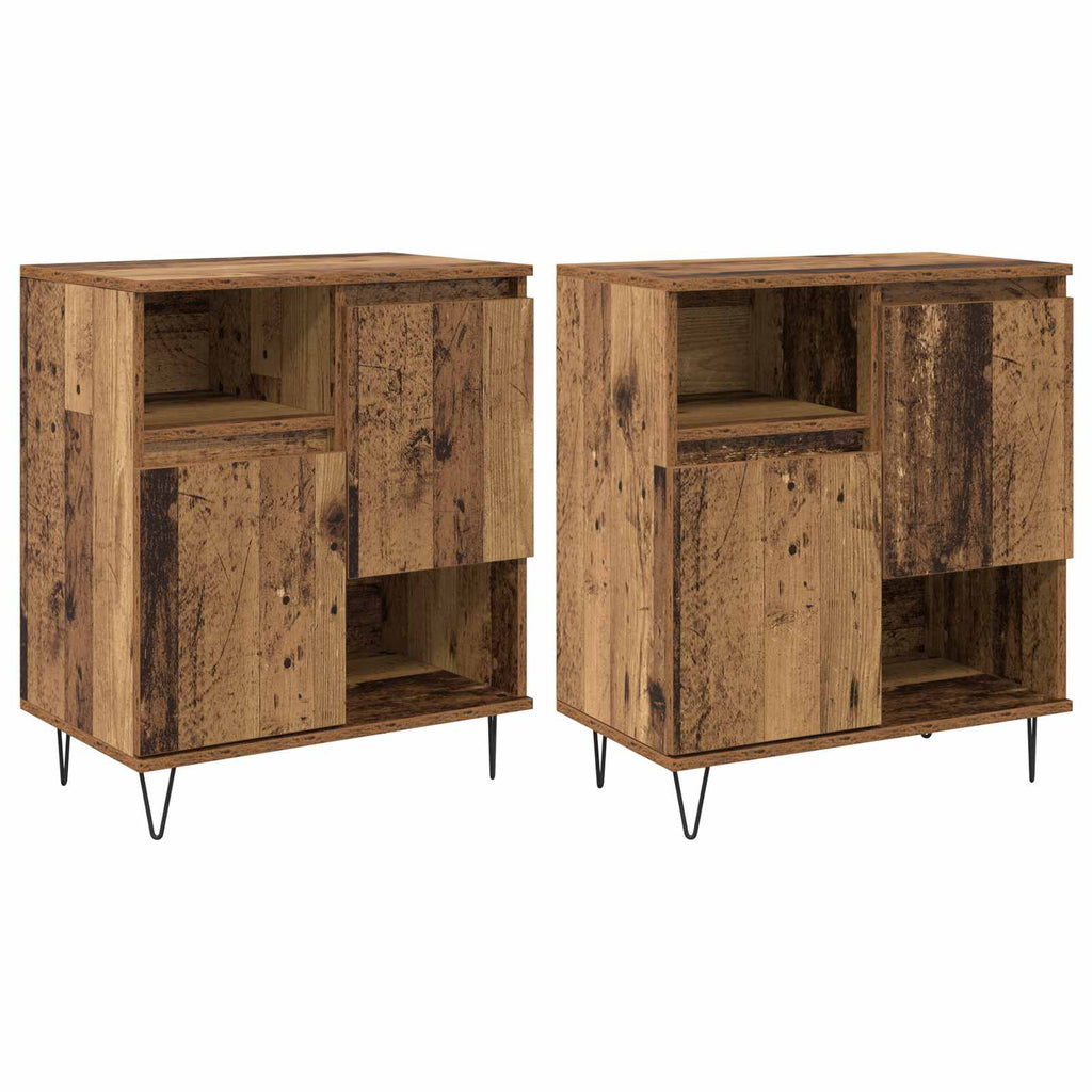 Aparador 2 pcs Madera vieja 60 x 35 x 70 cm