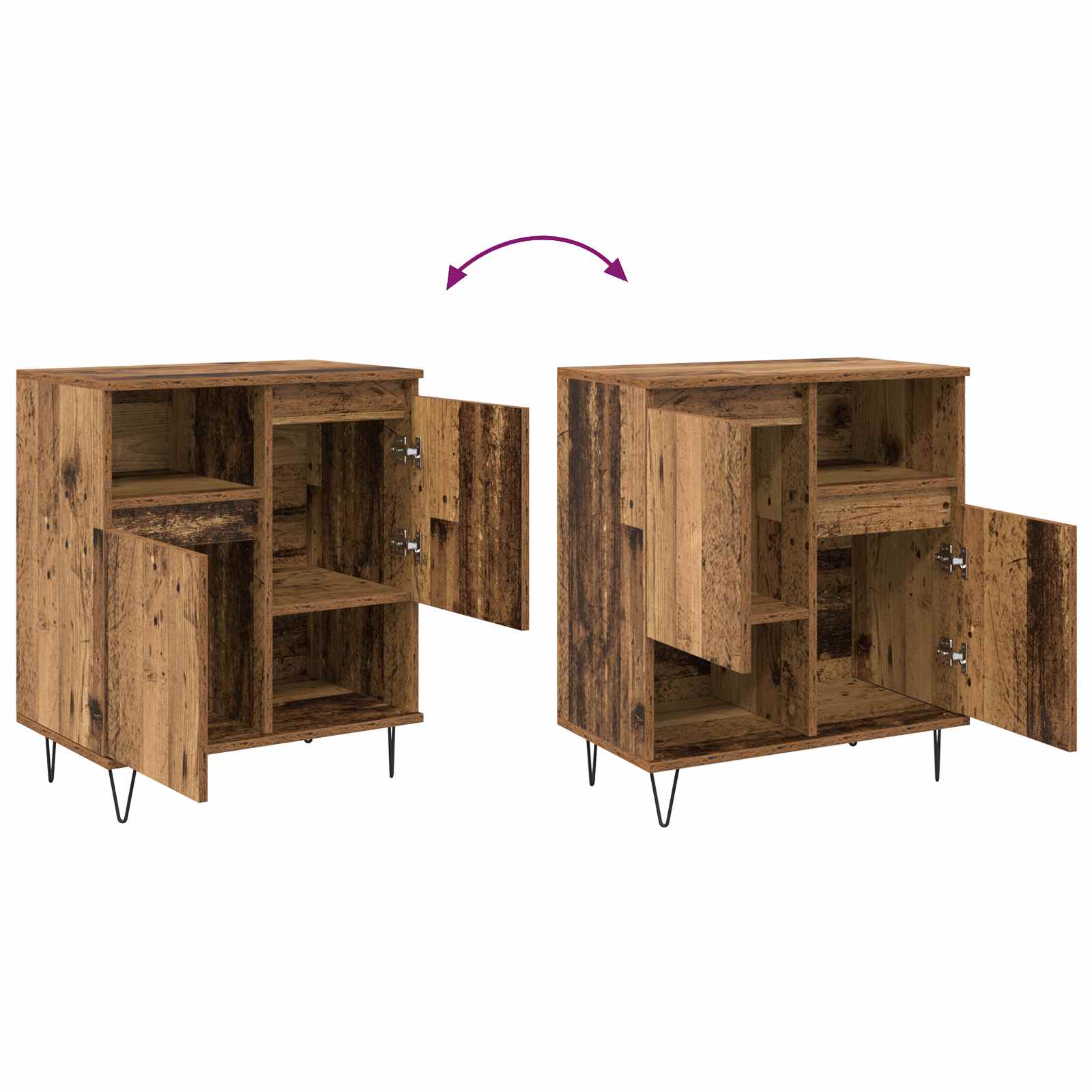 Aparador 2 pcs Madera vieja 60 x 35 x 70 cm
