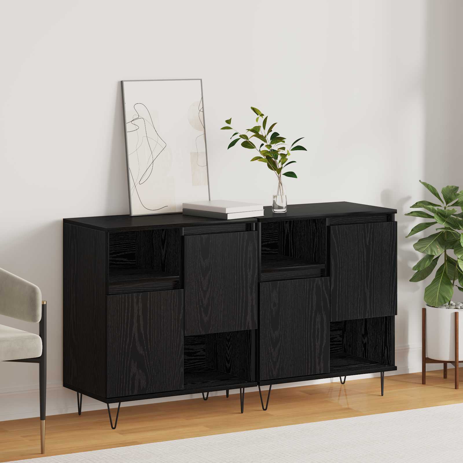 Aparador 2 pcs Madera vieja 60 x 35 x 70 cm