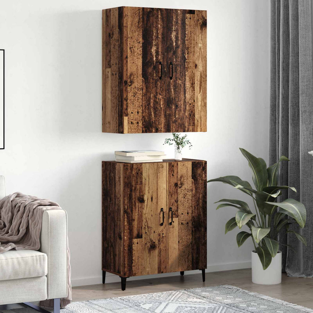 Aparador alto 2 pcs Madera envejecida Madera de ingeniería