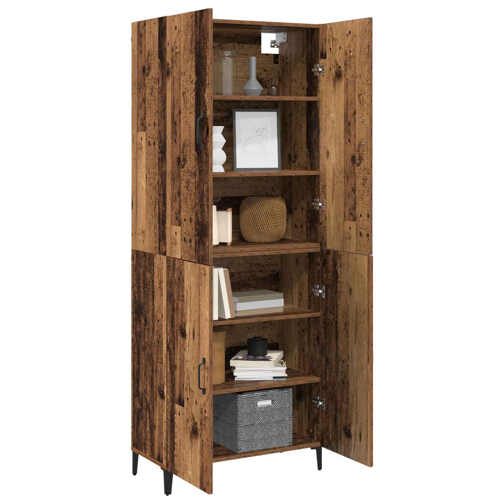 Aparador alto 2 pcs Madera envejecida Madera de ingeniería