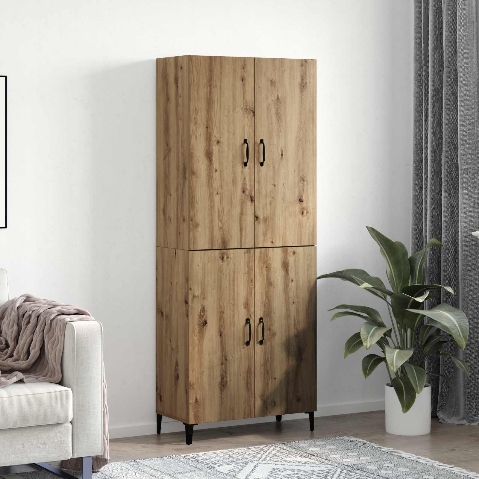 Aparador alto 2 pcs Madera envejecida Madera de ingeniería