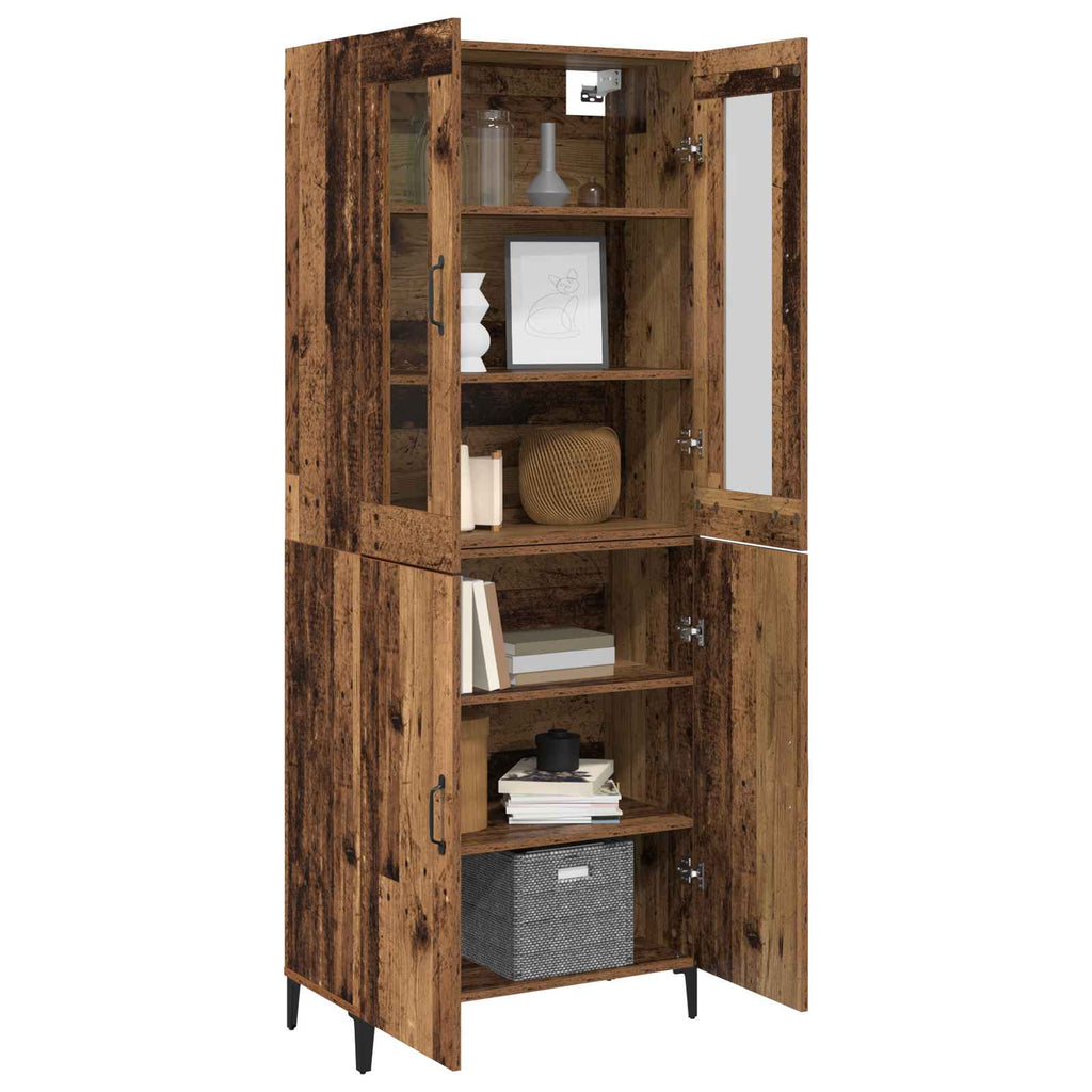 Aparador alto 2 pcs Madera envejecida Madera de ingeniería