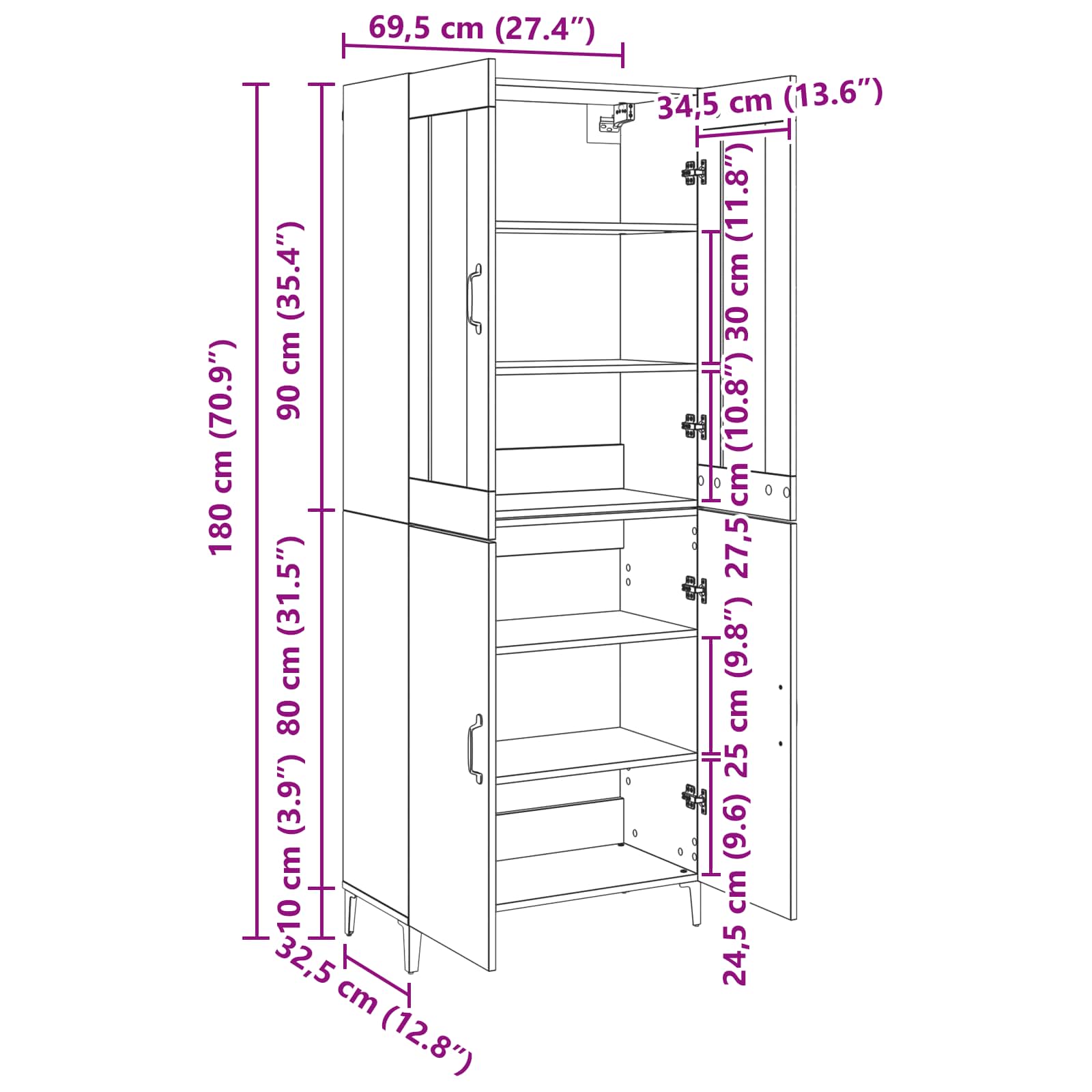 Aparador alto 2 pcs Madera envejecida Madera de ingeniería