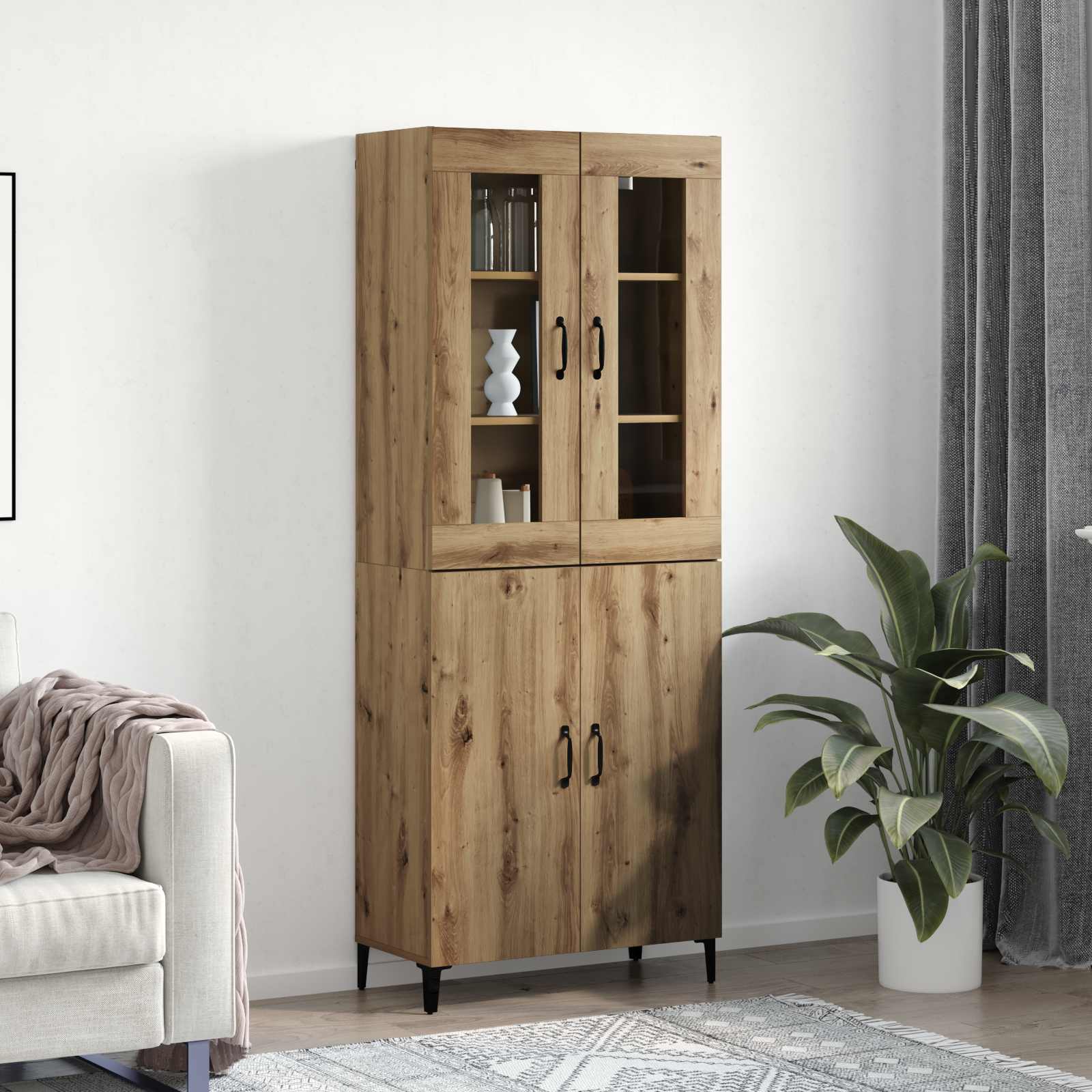 Aparador alto 2 pcs Madera envejecida Madera de ingeniería