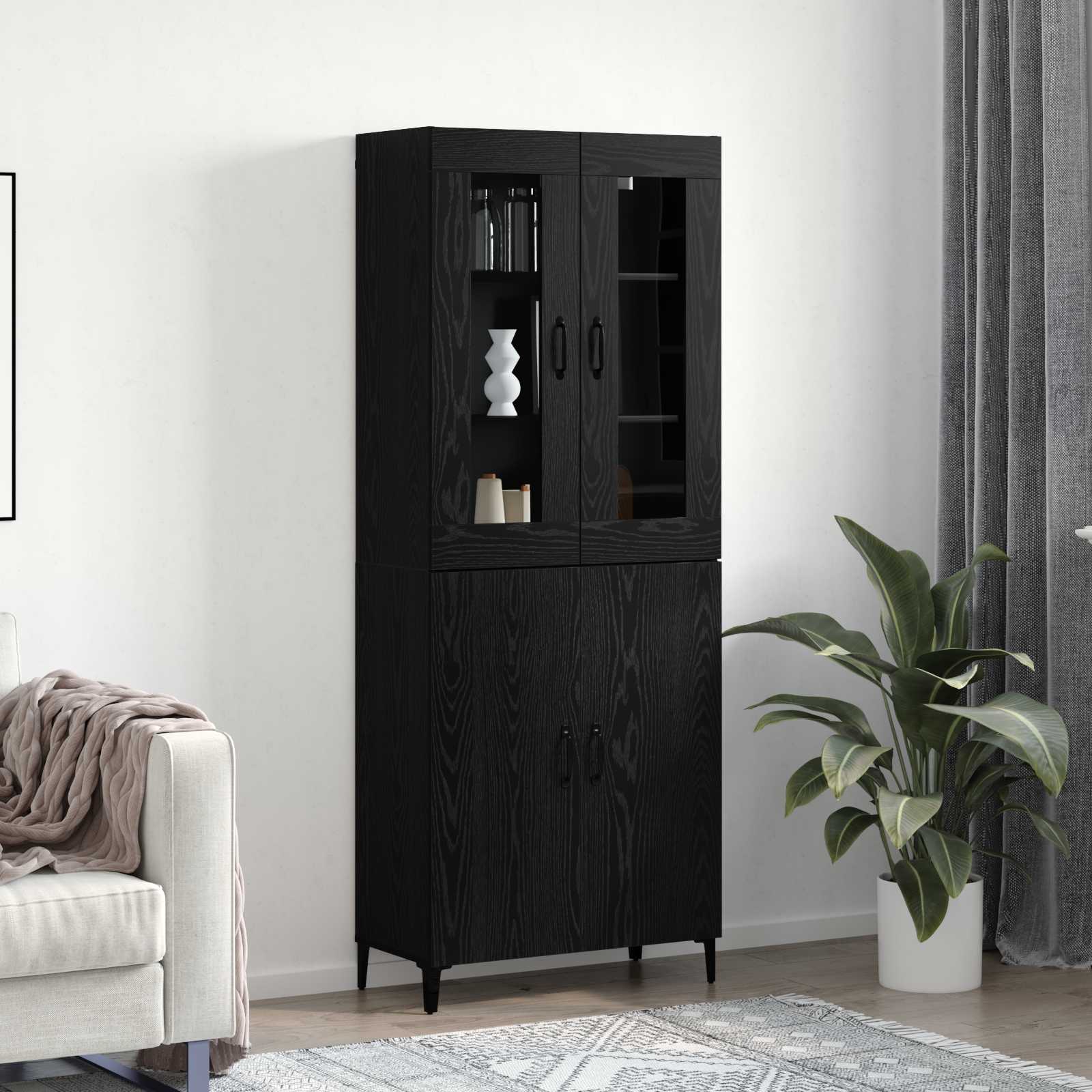 Aparador alto 2 pcs Madera envejecida Madera de ingeniería