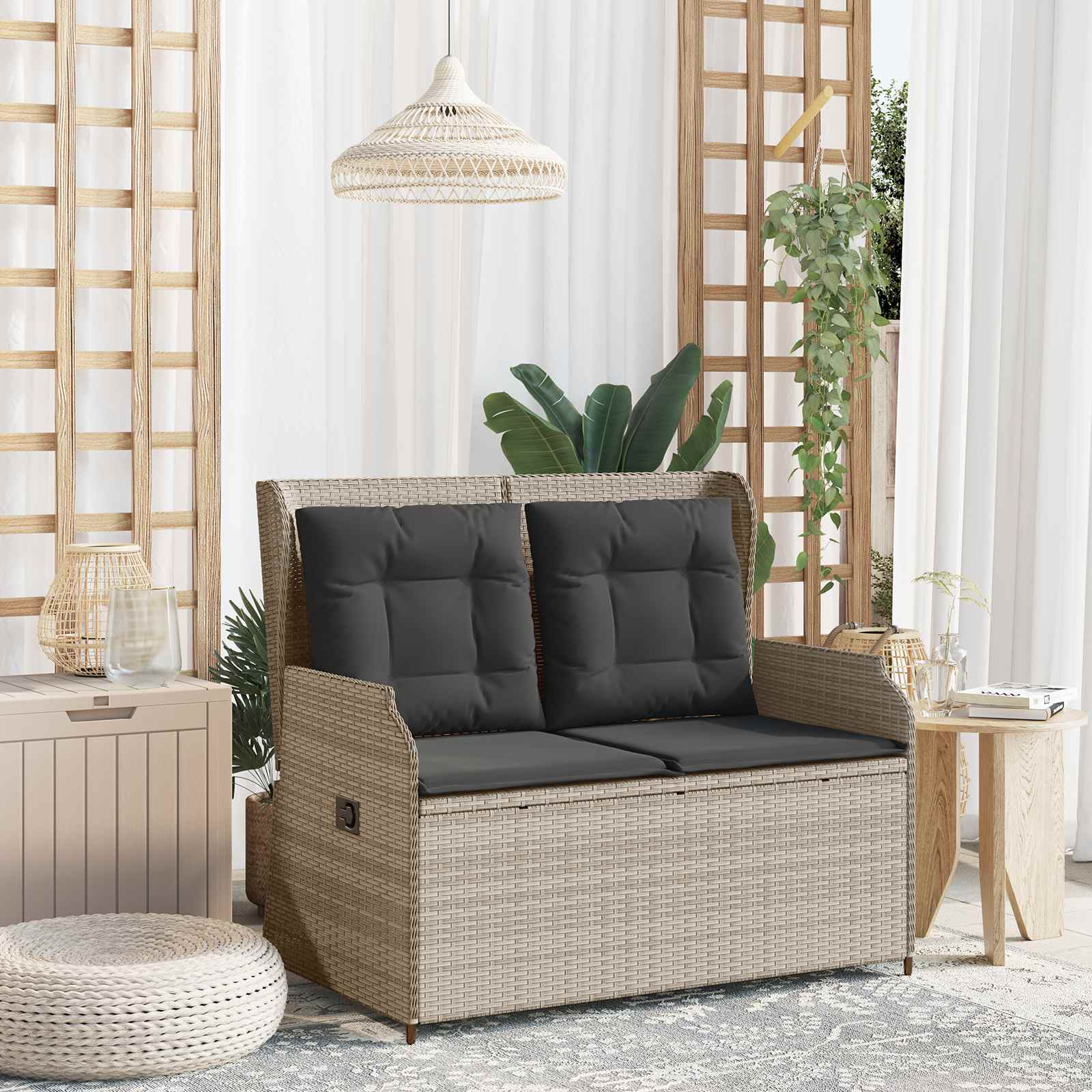 Banco de jardín Beige ratán sintético