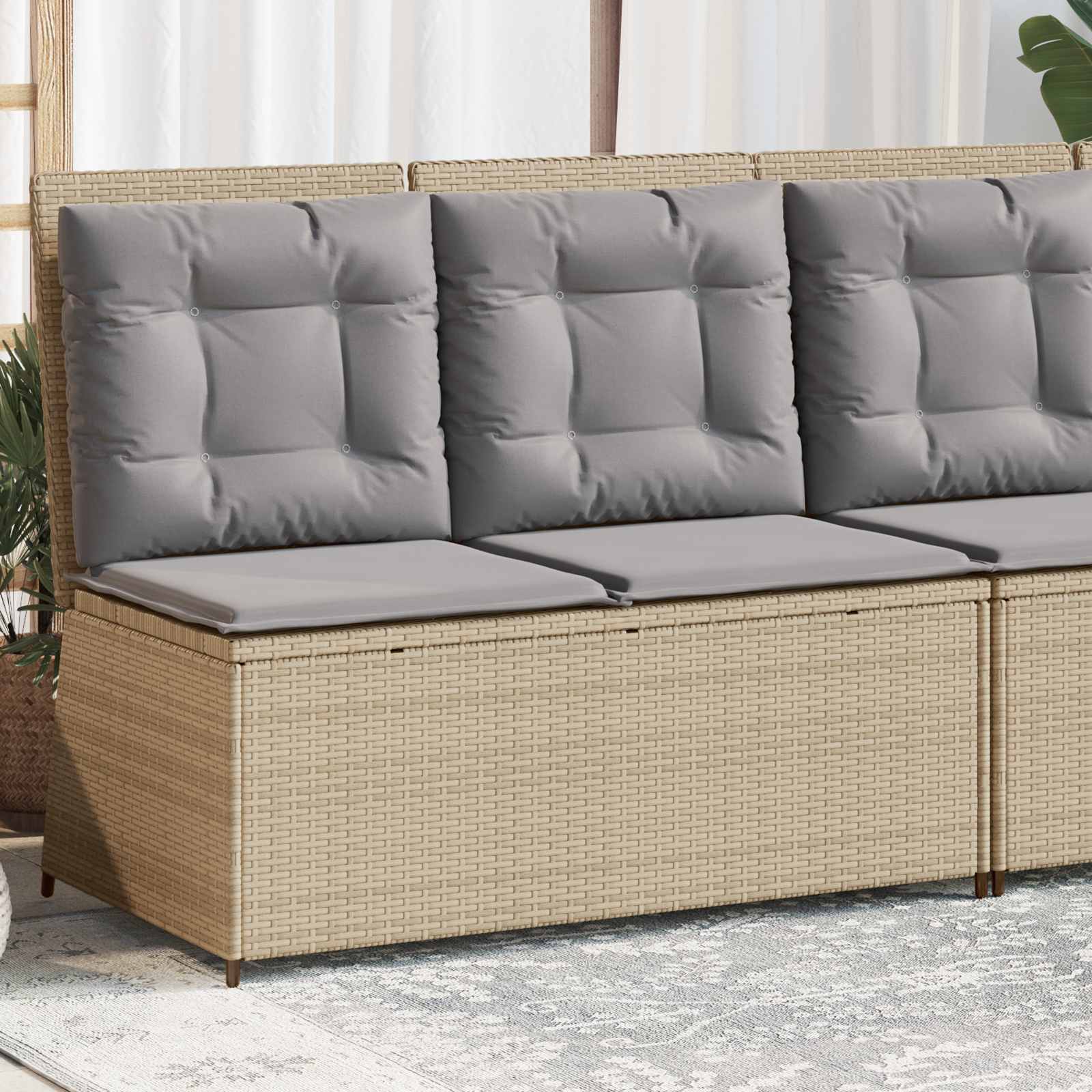 Banco de jardín Beige ratán sintético