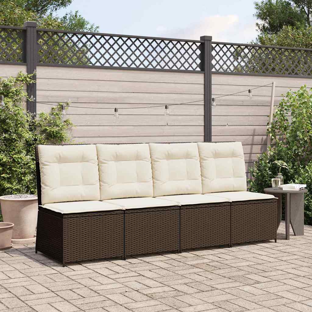 Sofá de jardín con cojín Beige y gris ratán sintético