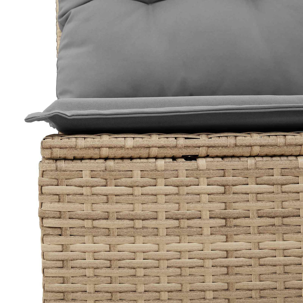 Sofá de jardín con cojín Beige y gris ratán sintético