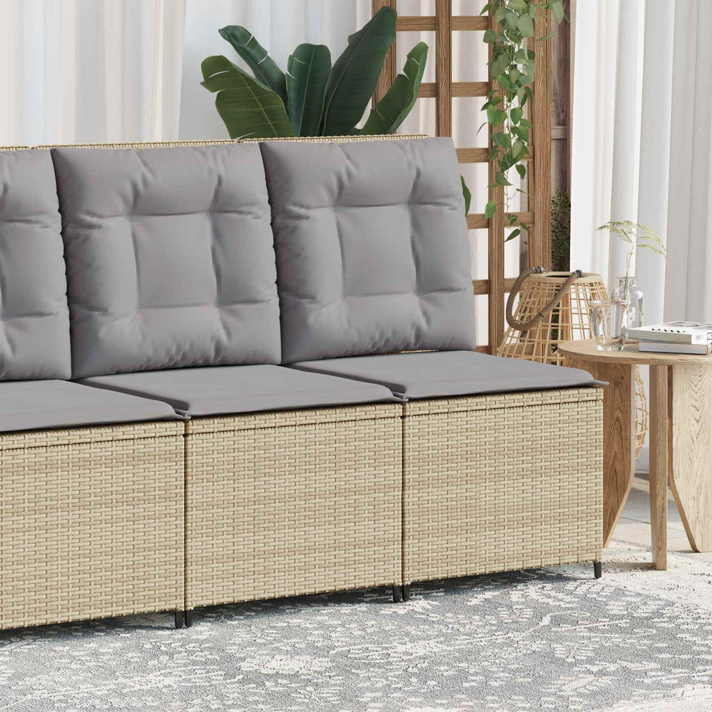 Sofá de jardín con cojín Beige y gris ratán sintético