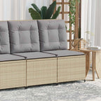 Sofá de jardín con cojín Beige y gris ratán sintético