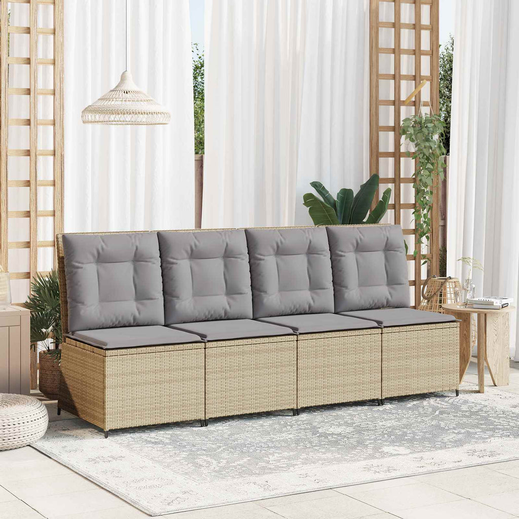 Sofá de jardín con cojín Beige y gris ratán sintético