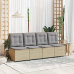 Sofá de jardín con cojín Beige y gris ratán sintético