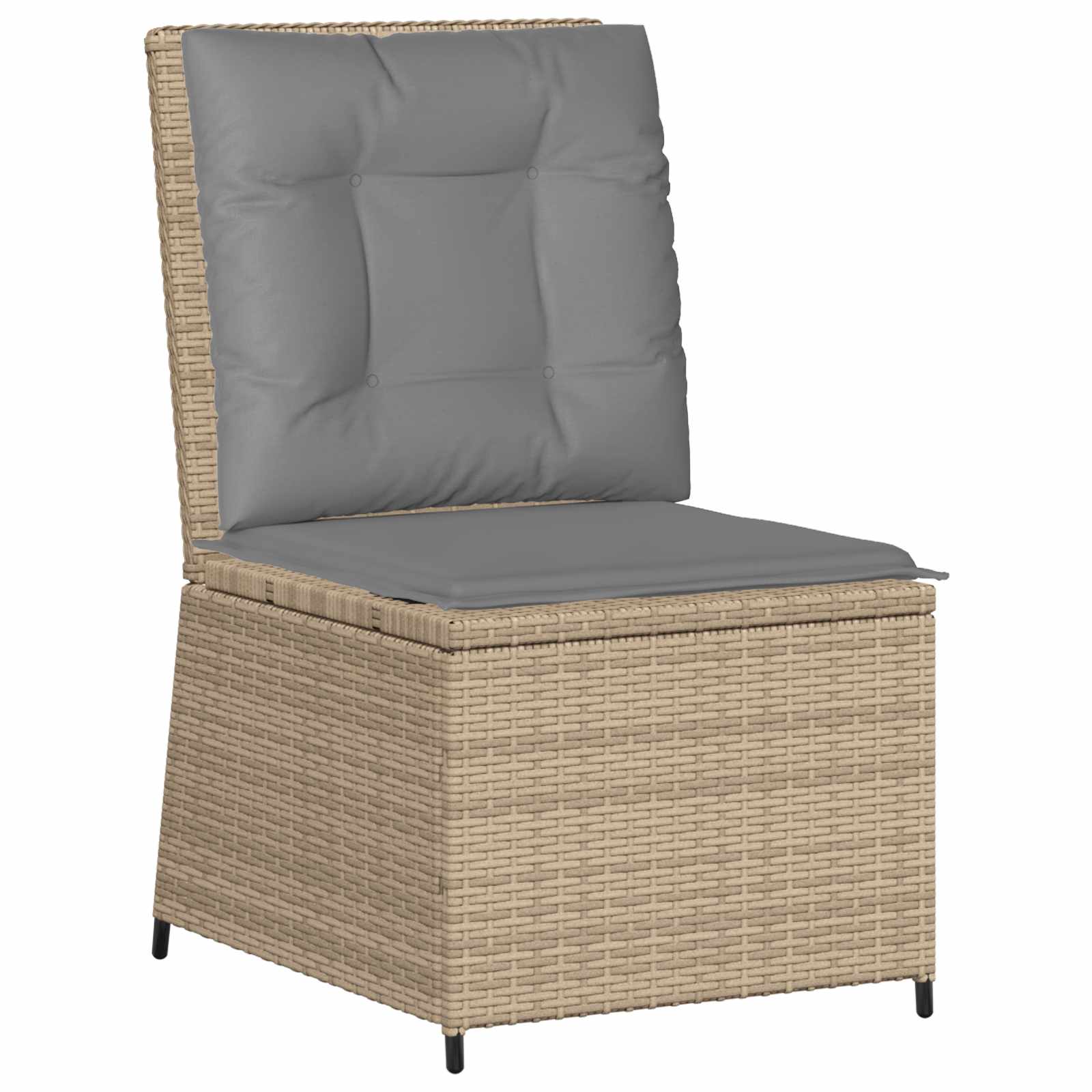 Sofá de jardín con cojín Beige y gris ratán sintético