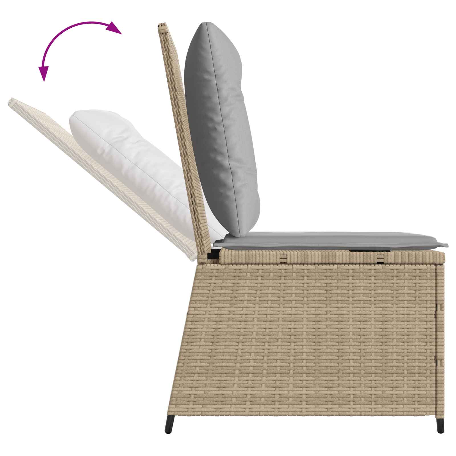 Sofá de jardín con cojín Beige y gris ratán sintético