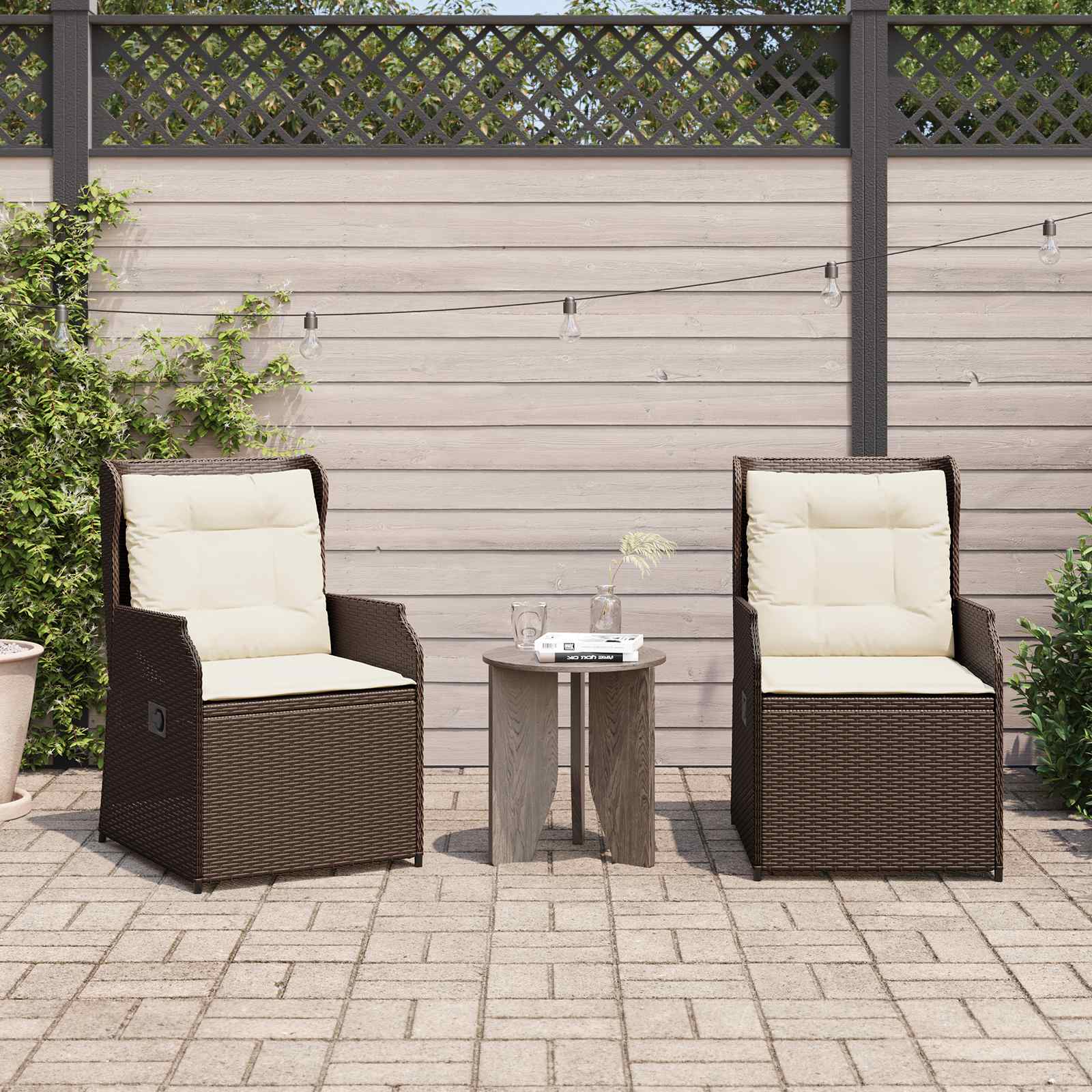 Banco de jardín 2 pcs Beige ratán sintético