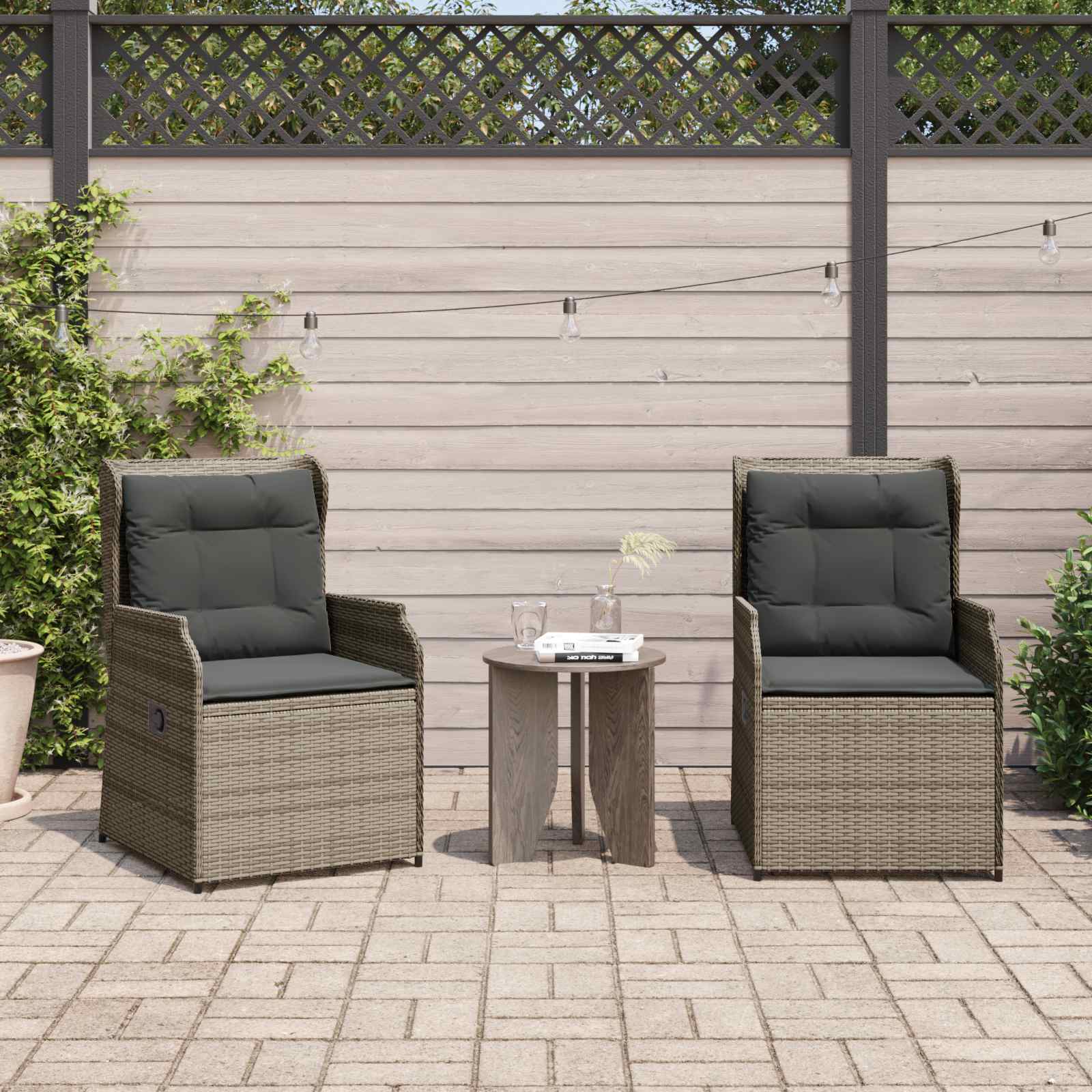 Banco de jardín 2 pcs Beige ratán sintético