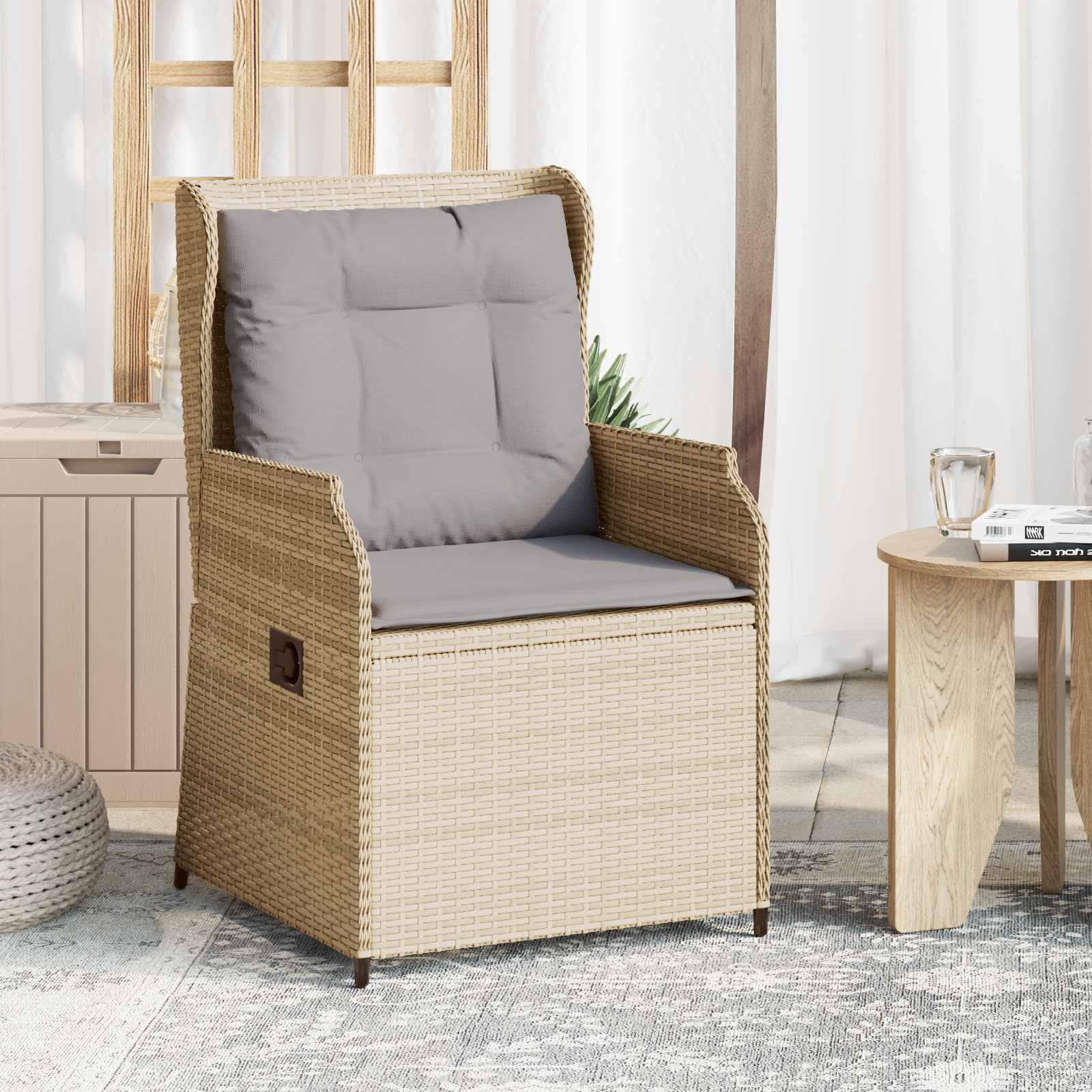 Banco de jardín 2 pcs Beige ratán sintético