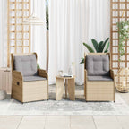 Banco de jardín 2 pcs Beige ratán sintético