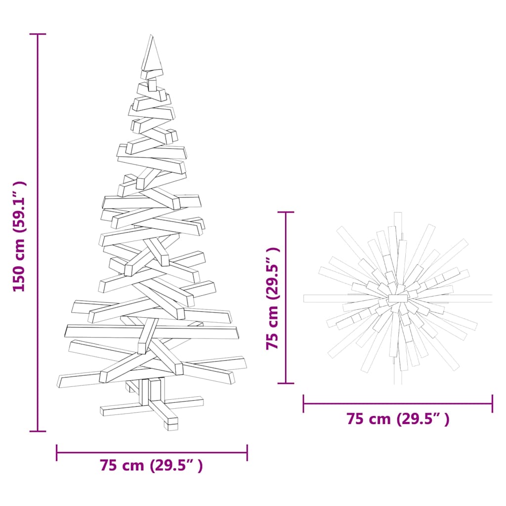 Árboles de Navidad Marrón 150 cm Madera maciza de pino