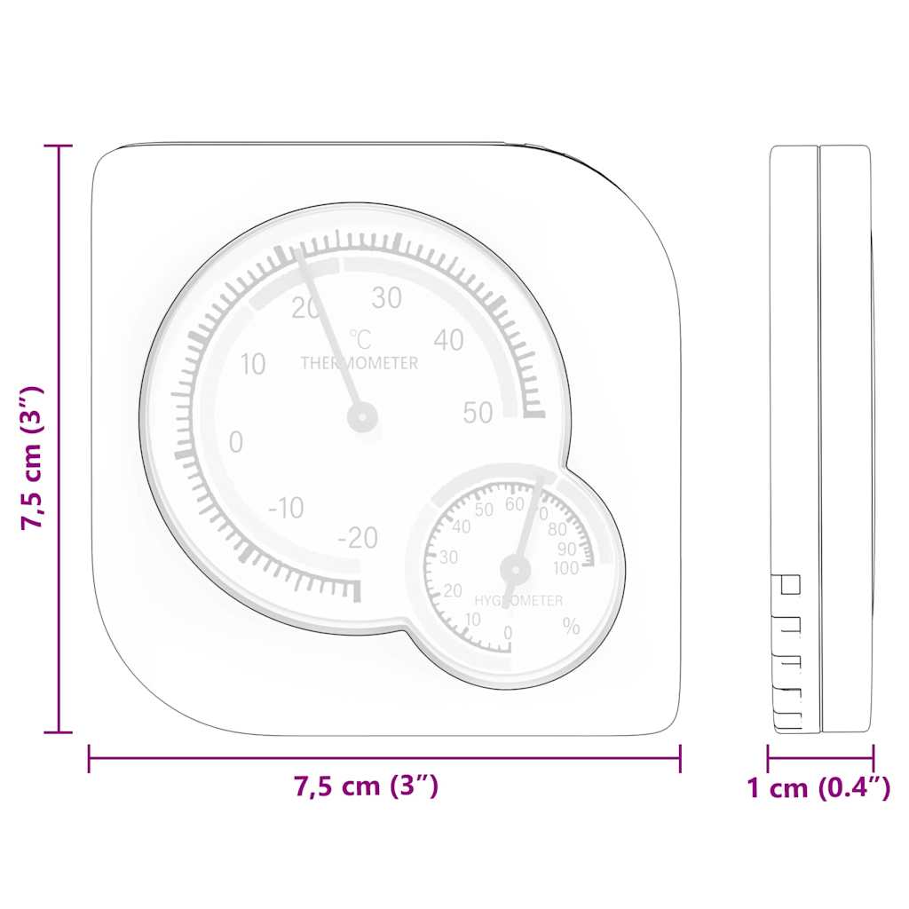 Higrómetro Termo 7,5 x 7,5 x 1,2 cm ABS