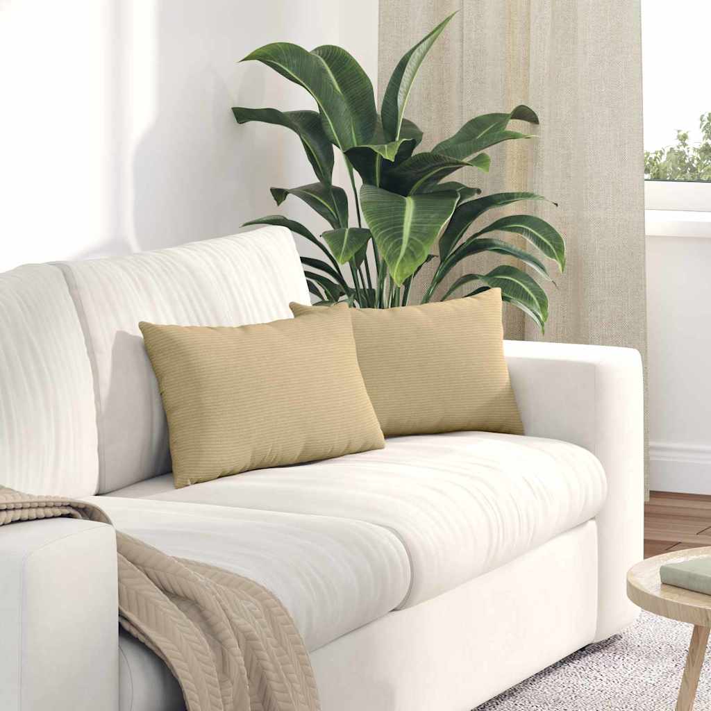 Sofa Cushions 2 pcs Light Yellow 120 x 40 cm Corduroy Fabric
