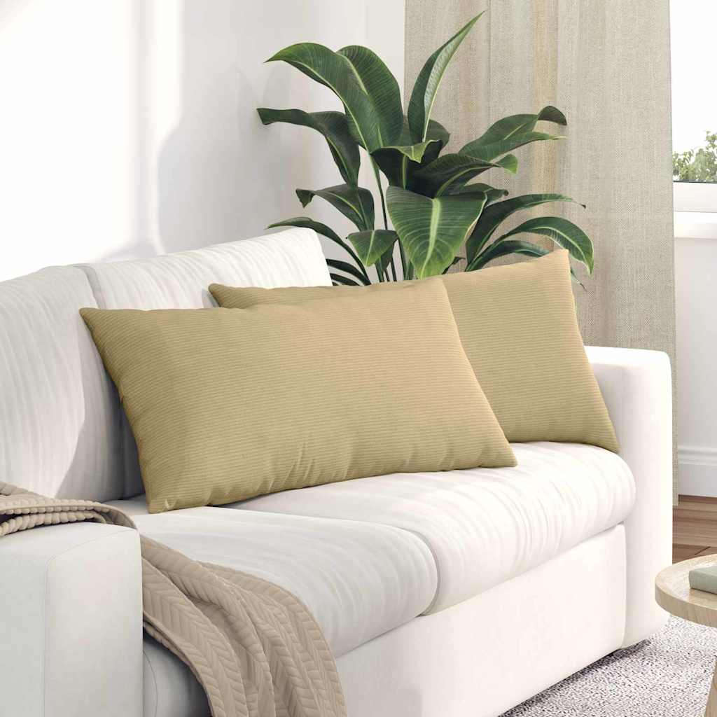 Sofa Cushions 2 pcs Light Yellow 120 x 40 cm Corduroy Fabric