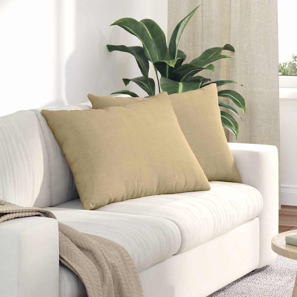 Sofa Cushions 2 pcs Light Yellow 120 x 40 cm Corduroy Fabric