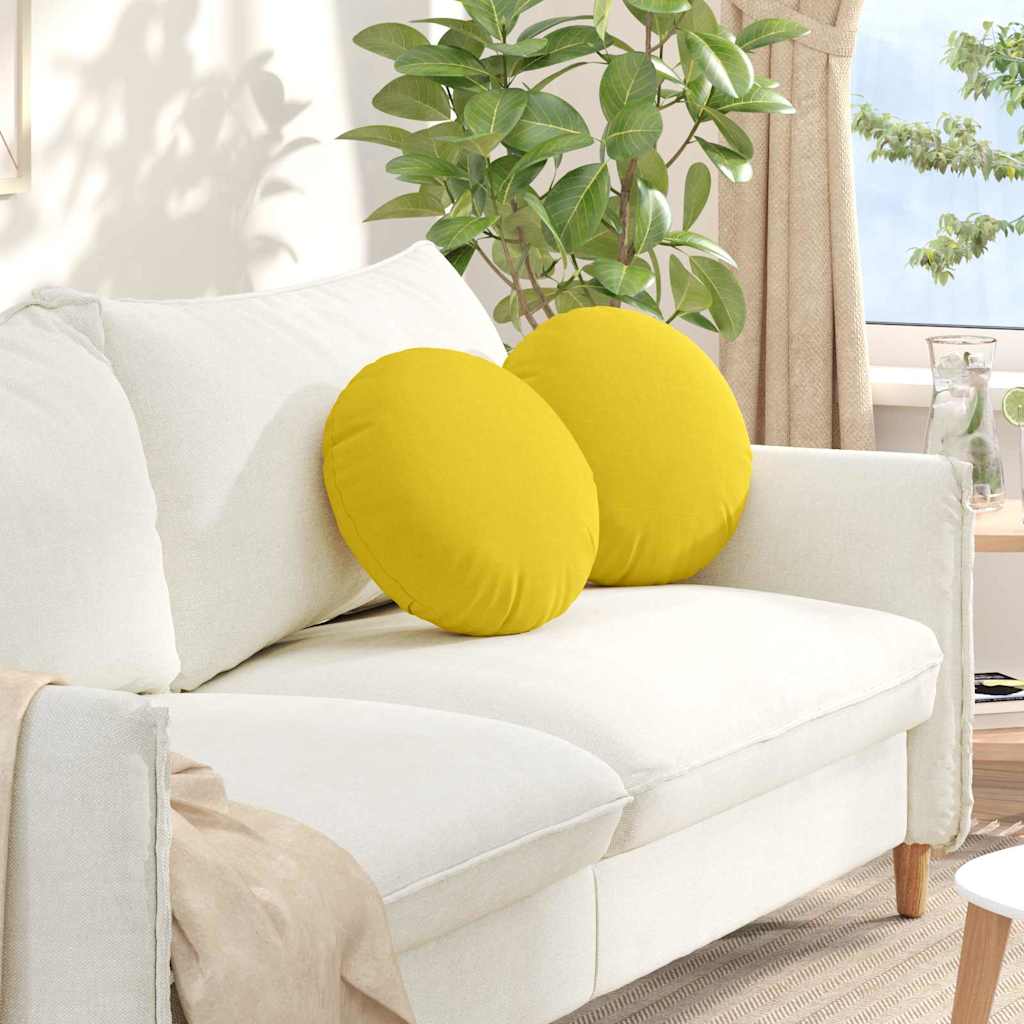 Seat Cushions 2 pcs Light Yellow Ø30 x 13 cm fabric