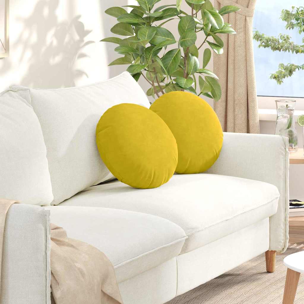 Cojines para asiento 2 pcs Amarillo Ø 40 x 13 cm Terciopelo